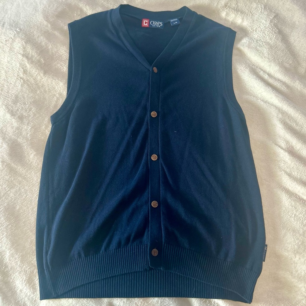 Navy Blue Chaps Button-Up Vest